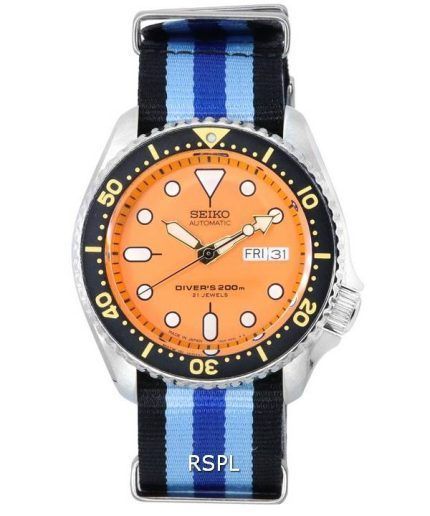 Seiko Orange Dial Automatic Diver's SKX011J1-var-NATO20 200M Men's Watch