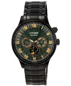Citizen Eco-Drive Moonphase Stainless Steel Multifunction Green Dial AP1055-87X Men's Watch