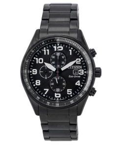 Citizen Eco-Drive Chronograph Stainless Steel Black Dial CA0775-79E 100M Men's Watch