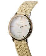 Citizen L Ambiluna Diamond Accent Beige Dial Eco-Drive EM1006-40A Women's Watch With Extra Mesh Bracelet