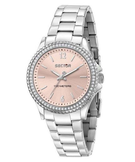 Sector 230 Just Time Crystal Accents Rose Gold Dial Quartz R3253161536 100M Womens Watch