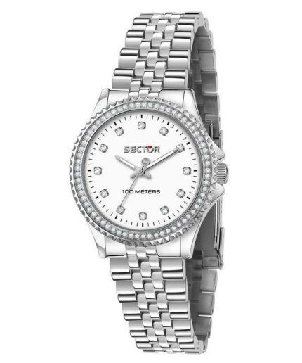 Sector 230 Just Time Crystal Accents White Dial Quartz R3253161538 100M Womens Watch