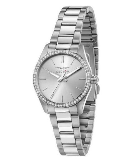 Sector 270 Just Time Crystal Accents Stainless Steel Silver Dial Quartz R3253578505 Womens Watch