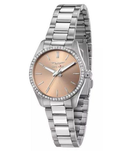 Sector 270 Just Time Crystal Accents Stainless Steel Rose Gold Dial Quartz R3253578506 Womens Watch