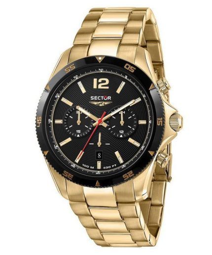 Sector 650 Chronograph Gold Tone Stainless Steel Black Dial Quartz R3273631002 100M Mens Watch