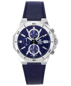 Casio Edifice Standard Chronograph Leather Strap Blue Dial Quartz EFV-640L-2A 100M Men's Watch
