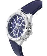 Casio Edifice Standard Chronograph Leather Strap Blue Dial Quartz EFV-640L-2A 100M Men's Watch
