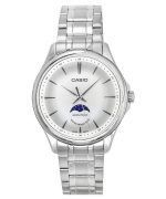 Casio Standard Analog Moon Phase Stainless Steel Silver Dial Quartz MTP-M100D-7A Men's Watch