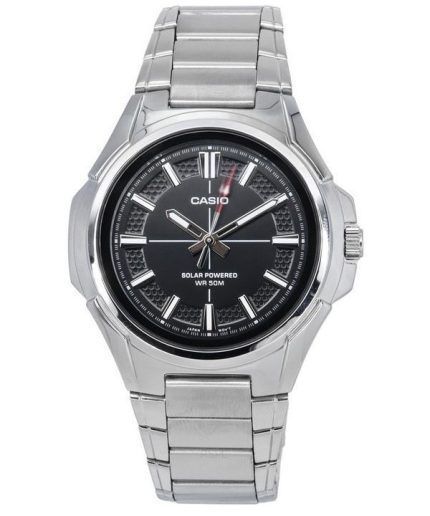 Casio Standard Analog Stainless Steel Black Dial Solar Powered MTP-RS100D-1A Mens Watch