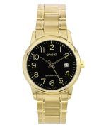 Casio Analog Gold Tone Stainless Steel Black Dial Quartz MTP-V002G-1B MTPV002G-1B Men's Watch