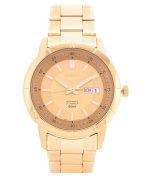 Seiko 5 Gold Tone Stainless Steel Gold Dial 21 Jewels Automatic SNKN62K1 Mens Watch