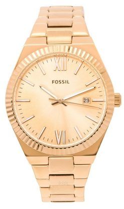 Fossil Scarlette Rose Gold Stainless Steel Rose Gold Sunray Dial Quartz ES5258 Womens Watch