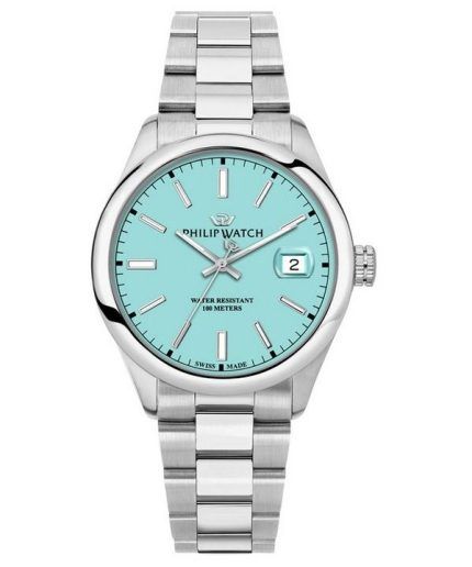 Philip Watch Caribe Urban Stainless Steel Turquoise Dial Quartz R8253597642 100M Mens Watch