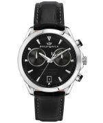 Philip Watch Blaze Chronograph Leather Strap Black Dial Quartz R8271665009 100M Mens Watch