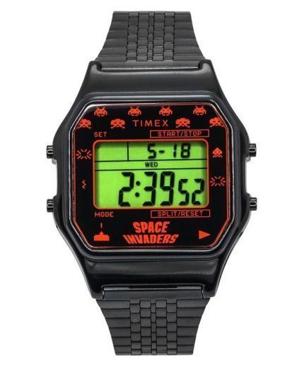 Timex T80 X Space Invaders Digital Stainless Steel Quartz TW2V30200 Unisex Watch