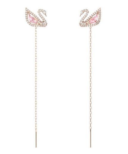 Swarovski Dazzling Swan Drop Cubic Zirconia Stone Rose Gold Tone Plated Pierced Earrings 5469990 For Women
