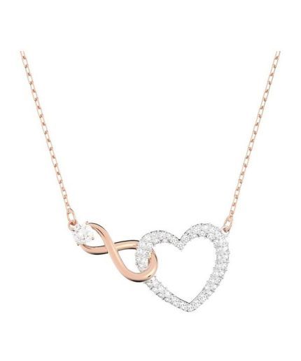 Swarovski Infinity Rose Gold Plated Heart Necklace 5518865 For Women