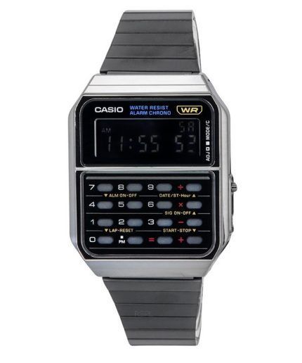 Casio Vintage Digital Calculator Stainless Steel Quartz CA-500WEGG-1B Mens Watch