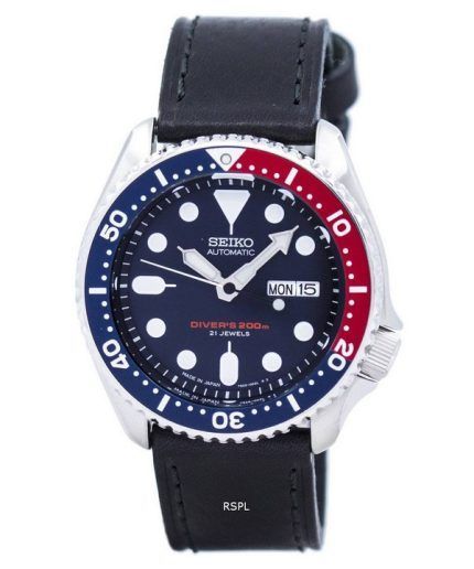 Seiko Automatic Diver's Ratio Black Leather SKX009J1-LS8 200M Men's Watch