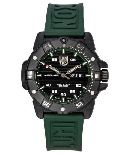 Luminox Master Carbon SEAL Green Rubber Strap Black Dial Swiss Automatic Divers XS.3877 200M Mens Watch