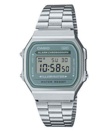 Casio Vintage Digital Stainless Steel Bracelet Quartz A168WA-3A Mens Watch