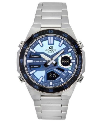 Casio Edifice Analog Digital Stainless Steel Blue Dial Quartz EFV-C110D-2B 100M Men's Watch