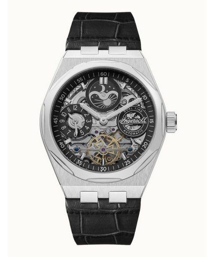 Ingersoll The Broadway Dual Time Black Skeleton Dial Automatic I12903 Mens Watch