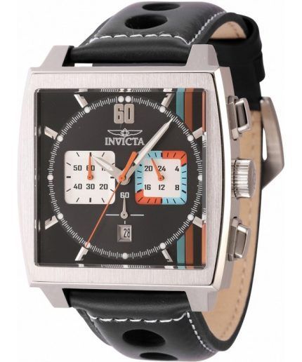 Invicta S1 Rally Chronograph Leather Strap Multicolor Dial Quartz 44747 100M Men's Watch