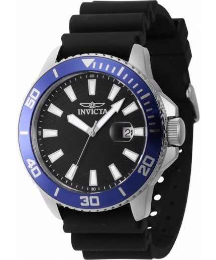 Invicta Pro Diver Silicone Strap Black Dial Quartz 46089 Men's Watch