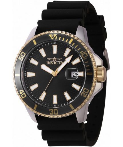 Invicta Pro Diver Silicone Strap Black Dial Quartz 46132 Men's Watch