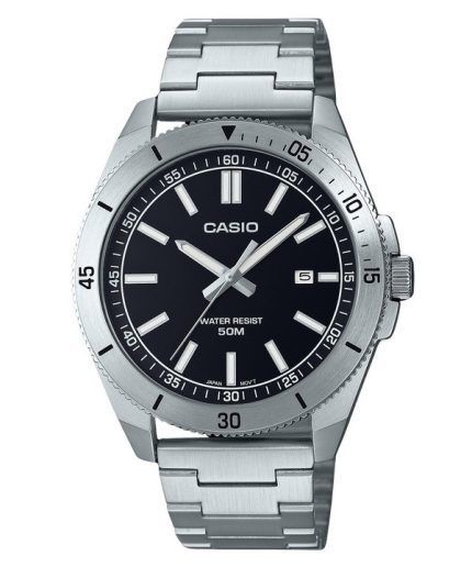 Casio Standard Analog Stainless Steel Black Dial Quartz MTP-B155D-1E Mens Watch