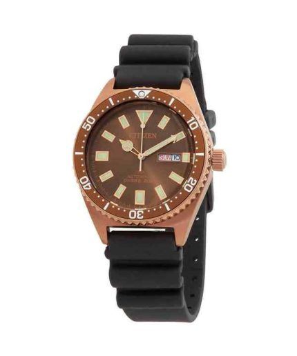Citizen Promaster Marine Polyester Strap Brown Dial Automatic Divers NY0125-08W 200M Mens Watch