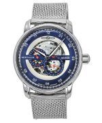 Zeppelin New Captain's Line Stainless Steel Blue Skeleton Dial Automatic 8664M3 Men's Watch