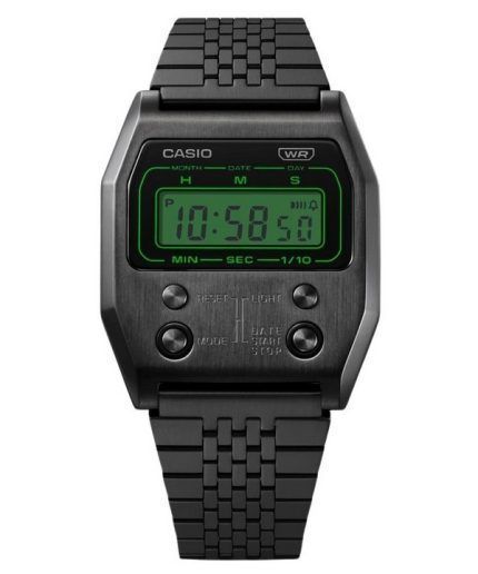 Casio Vintage Digital Black Ion Plated Stainless Steel Quartz A1100B-1 Unisex Watch
