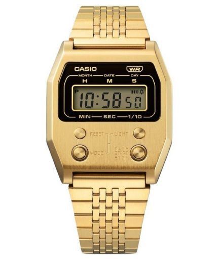 Casio Vintage Digital Gold Ion Plated Stainless Steel Quartz A1100G-5 Unisex Watch