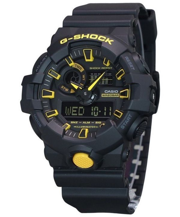 Casio G-Shock Caution Yellow Analog Digital Resin Strap Black Dial Quartz GA-700CY-1A 200M Mens Watch
