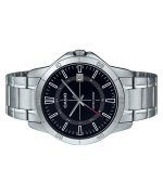 Casio Standard Analog Stainless Steel Black Dial Quartz MTP-V004D-1C Mens Watch