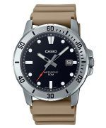 Casio Standard Analog Beige Resin Strap Black Dial Quartz MTP-VD01-5E Mens Watch