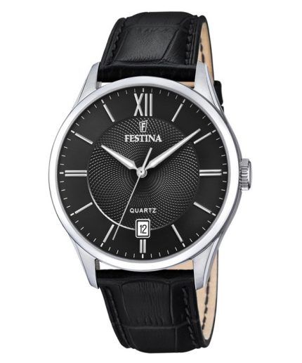 Festina Classics Leather Strap Black Dial Quartz F20426-3 Mens Watch