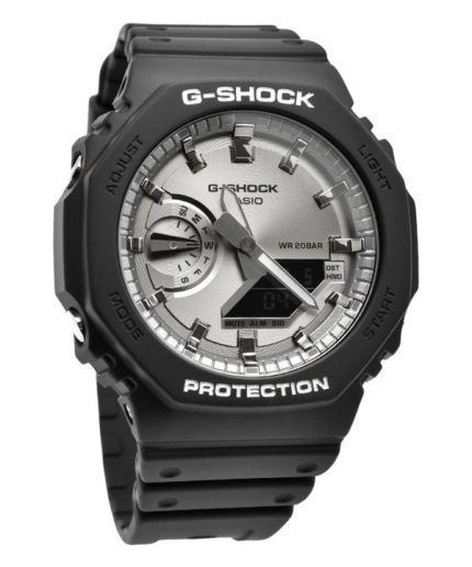 Casio G-Shock Analog Digital Black And Silver Color Resin Strap Quartz GA-2100SB-1A 200M Mens Watch