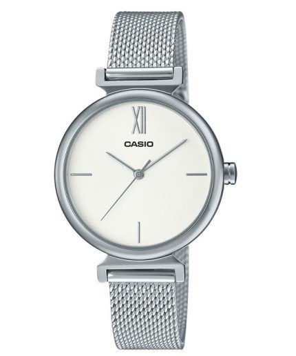 Casio Analog Stainless Steel Silver Dial Quartz LTP-2024VM-7C Womens Watch With Bangle Set