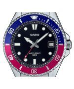 Casio Standard Analog Pepsi Bezel Stainless Steel Black Dial Quartz MDV-10D-1A3 Mens Watch