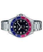 Casio Standard Analog Pepsi Bezel Stainless Steel Black Dial Quartz MDV-10D-1A3 Mens Watch