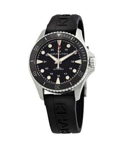 Hamilton Khaki Navy Scuba Rubber Strap Black Dial Automatic Diver's H82515330 300M Men's Watch