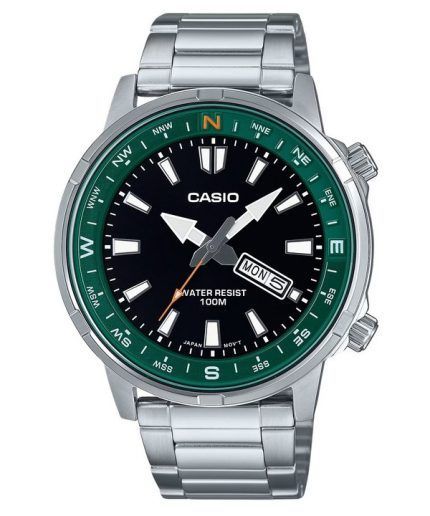 Casio Standard Analog Stainless Steel Black Dial Quartz MTD-130D-1A3V 100M Men's Watch