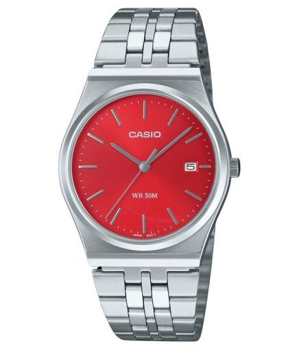 Casio Standard Analog Stainless Steel Red Dial Quartz MTP-B145D-4A2V Unisex Watch