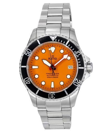Ratio FreeDiver Sapphire Stainless Steel Orange Dial Automatic RTF045 200M Mens Watch