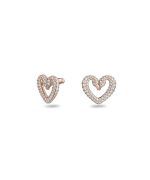 Swarovski Una Rose Gold Tone Swan Neck Heart Stud Earrings 5628659 For Women