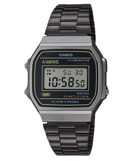 Casio Vintage Heritage Colors Stainless Steel Black Dial Quartz A168WEHB-1A Unisex Watch