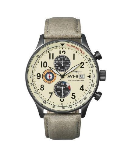 AVI-8 Hawker Hurricane Classic Chronograph Cream Beige Dial Quartz AV-4011-0C Mens Watch